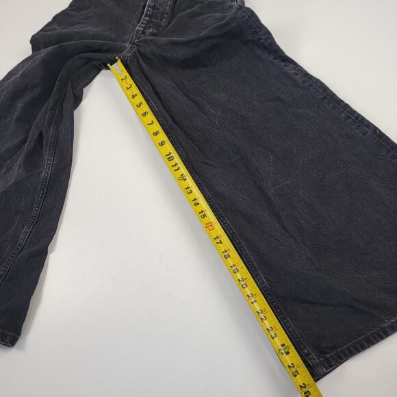 We The Free High Waisted Wide Leg Crop Jeans Womens 27 Black Button Fly Flare - Picture 7 of 14